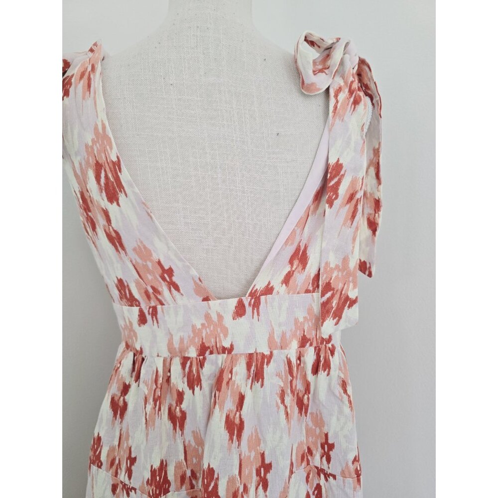 House of Harlow 1960 Linen Blend Midi Maxi Tiered Cottagecore Sleeveless Dress M - Picture 10 of 15